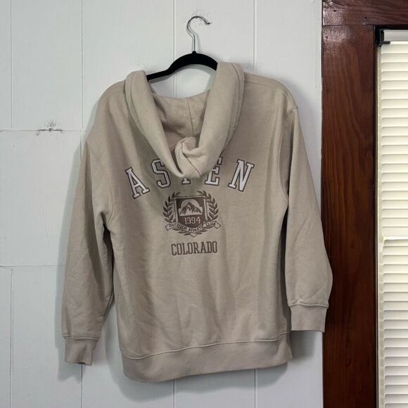 Lazy Sunday Aspen Back Embo Zip Up Hoodie - Cream Medium - Picture 6 of 6